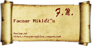 Facsar Miklós névjegykártya